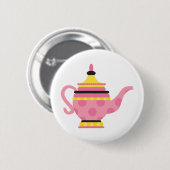 Roze theepot ronde button 5,7 cm (Voorkant /achterkant)