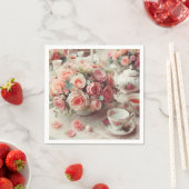  roze theepot Roos Bloemen Servet (Insitu)