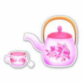 Roze theepot sticker (Voorkant)