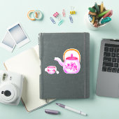 Roze theepot sticker (iPad Cover)