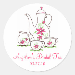 Roze Theeset Bruids Thee Stickers