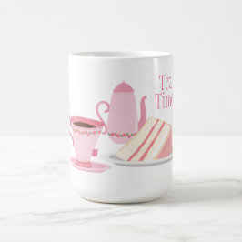 Roze theeset thema Sticker Koffiemok