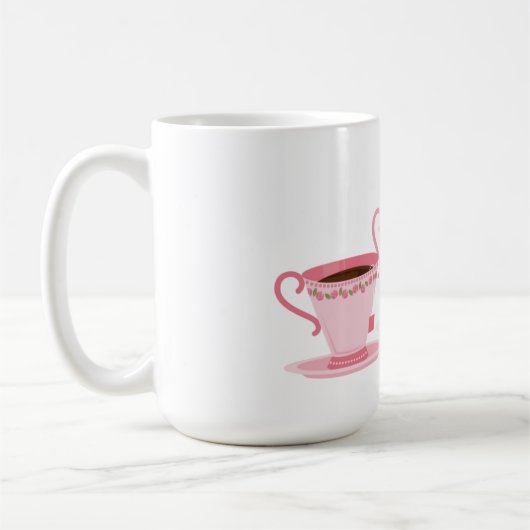 Roze theeset thema Sticker Koffiemok (Links)