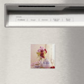 Roze theessetbloemen voor katoen magneet (Insitu (Vaatwasser))