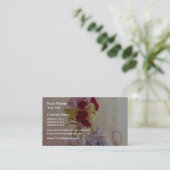 Roze theessetbloemen voor katoen visitekaartje (Staand voorkant)