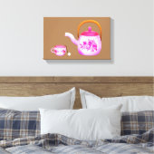  roze theetheetheekfeestje canvas afdruk (Insitu (Slaapkamer))