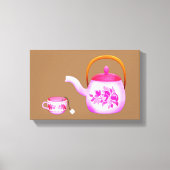  roze theetheetheekfeestje canvas afdruk (Voorkant)