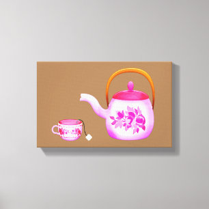  roze theetheetheekfeestje canvas afdruk