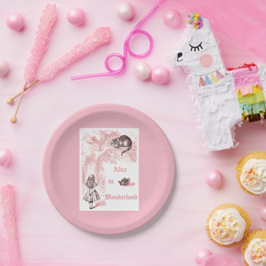 Roze thema  Alice in Wonderland Tea Party Papieren Bordje