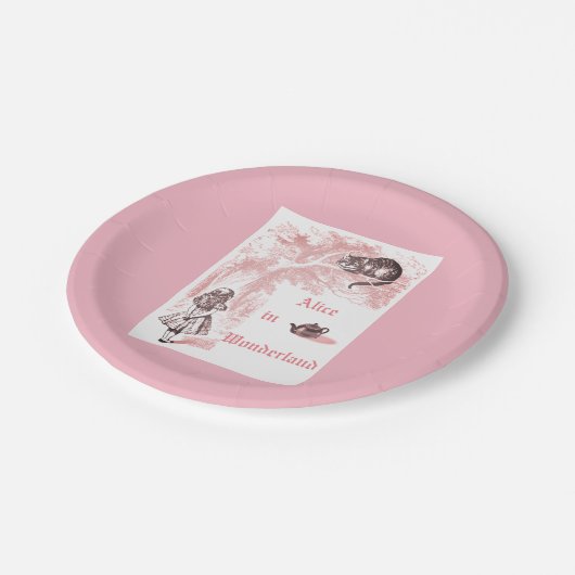 Roze thema  Alice in Wonderland Tea Party Papieren Bordje (Gekanteld)