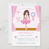 Roze thema Ballerina Birthday Uitnodiging (Voorkant)