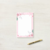 Roze thema Floral Notitieblok Post-it® Notes (Op bureau)