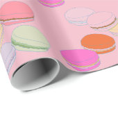 Roze Thema Franse Macaron Inpakpapier (Rol Hoek)
