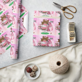 Roze thema golf voor vrouw golfer cadeaupapier