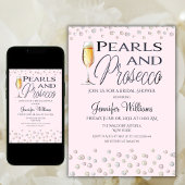 Roze Thema Parels en Prosecco Vrijgezellenfeest Kaart