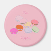 Roze thema Parijs Franse Macaron Bon Appetit Magne Magneet (Voorkant)