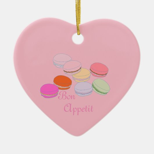 Roze Thema Paris Frans Macaron Smakelijk Keramisch Ornament (Voorkant)