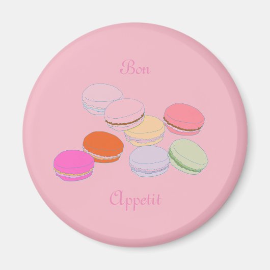 Roze Thema Paris Franse Macaron Bon Appetit Magnet (Voorkant)
