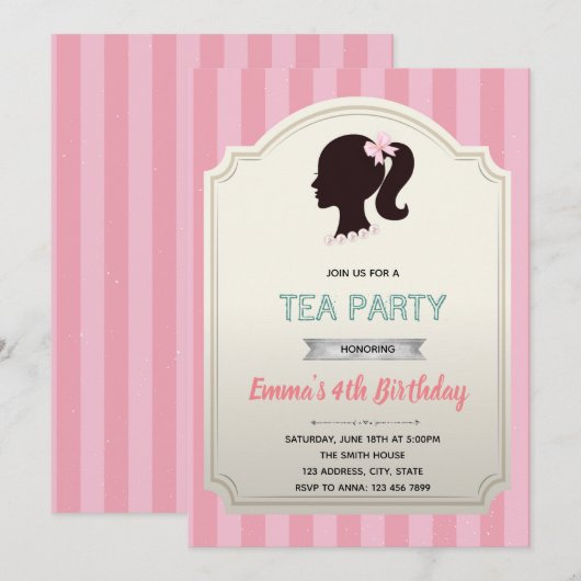 Roze thema pop verjaardagsuitnodiging kaart (Voorkant / Achterkant)