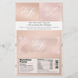 Roze thema snoepbar verpakking & cadeaukaart/tag flyer