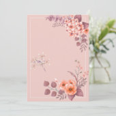 Roze Themade Bloemen Kaart (Staand voorkant)