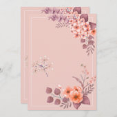 Roze Themade Bloemen Kaart (Voorkant / Achterkant)