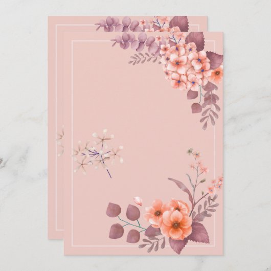 Roze Themade Bloemen Kaart (Voorkant / Achterkant)