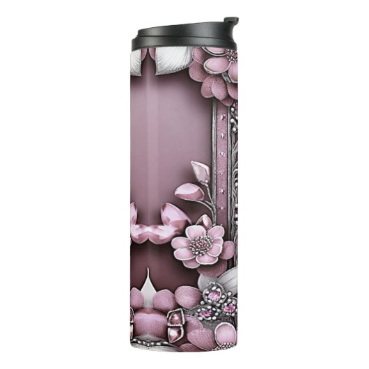 Roze thermisch getumbler thermosbeker (Gedraaid links)