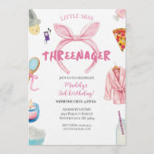 Roze Threenager 3e meisjesverjaardagsfeestje Kaart (Voorkant)