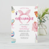 Roze Threenager 3e meisjesverjaardagsfeestje Kaart (Staand voorkant)