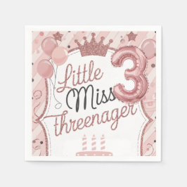 Roze Threenager Verjaardagsfeest Servetten