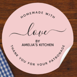 Roze Thuisgemaakt met liefde dank je Sticker