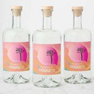 Roze Thuisgemaakte Coquito Recept Zakelijk Brandin Likeurfles Etiket