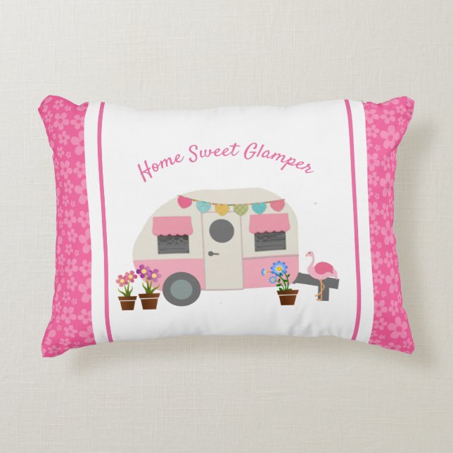 Roze Thuiszweet Glamper Accent Pillow Accent Kussen (Voorkant)