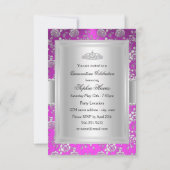Roze Tiara & Floral Roos Quinceanera Invite Kaart (Achterkant)
