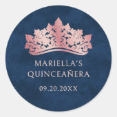 Roze Tiara kroon Elegante Quinceanera Ronde Sticker (Voorkant)