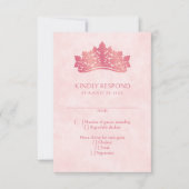 Roze Tiara kroon Elegante Quinceanera RSVP Kaartje (Voorkant)