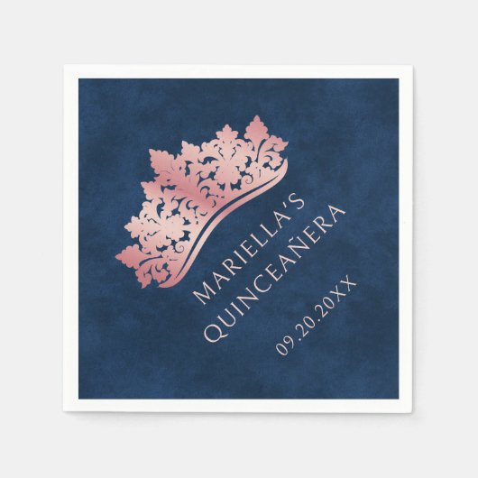 Roze Tiara kroon Elegante Quinceanera Servet (Voorkant)