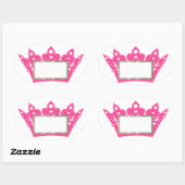 Roze tiara-labels aan personaliseren ovale sticker (Vel)