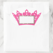 Roze tiara-labels aan personaliseren ovale sticker (Tas)