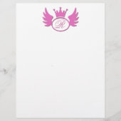Roze Tiara Letterhead voegt je Monogram toe! (Voorkant)