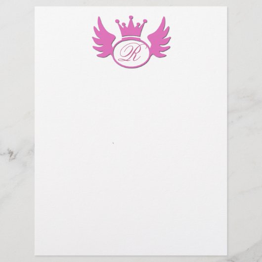 Roze Tiara Letterhead voegt je Monogram toe! (Voorkant)