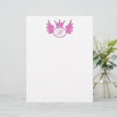 Roze Tiara Letterhead voegt je Monogram toe! (Staand voorkant)