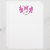 Roze Tiara Letterhead voegt je Monogram toe! (Voorkant / Achterkant)