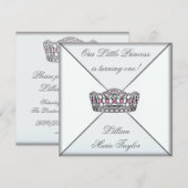 Roze Tiara Little Princess eerste verjaardagsfeest Kaart (Voorkant / Achterkant)