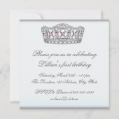 Roze Tiara Little Princess eerste verjaardagsfeest Kaart (Achterkant)