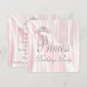 Roze Tiara Meisjes Prinses Verjaardagsfeestje Kaart (Voorkant / Achterkant)