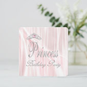 Roze Tiara Meisjes Prinses Verjaardagsfeestje Kaart (Staand voorkant)