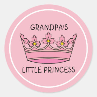 Roze Tiara Opa's Kleine Prinses Ronde Sticker