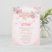 Roze Tiara  Prinses Baby shower Kaart (Staand voorkant)